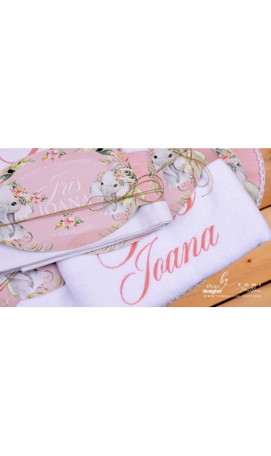 Trusou de botez cu elefantica si flori tropicale Elephant Baby Girl 19